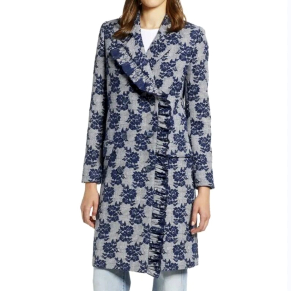 Halogen Ruffle Front Topper Coat ~ Euc - image 3